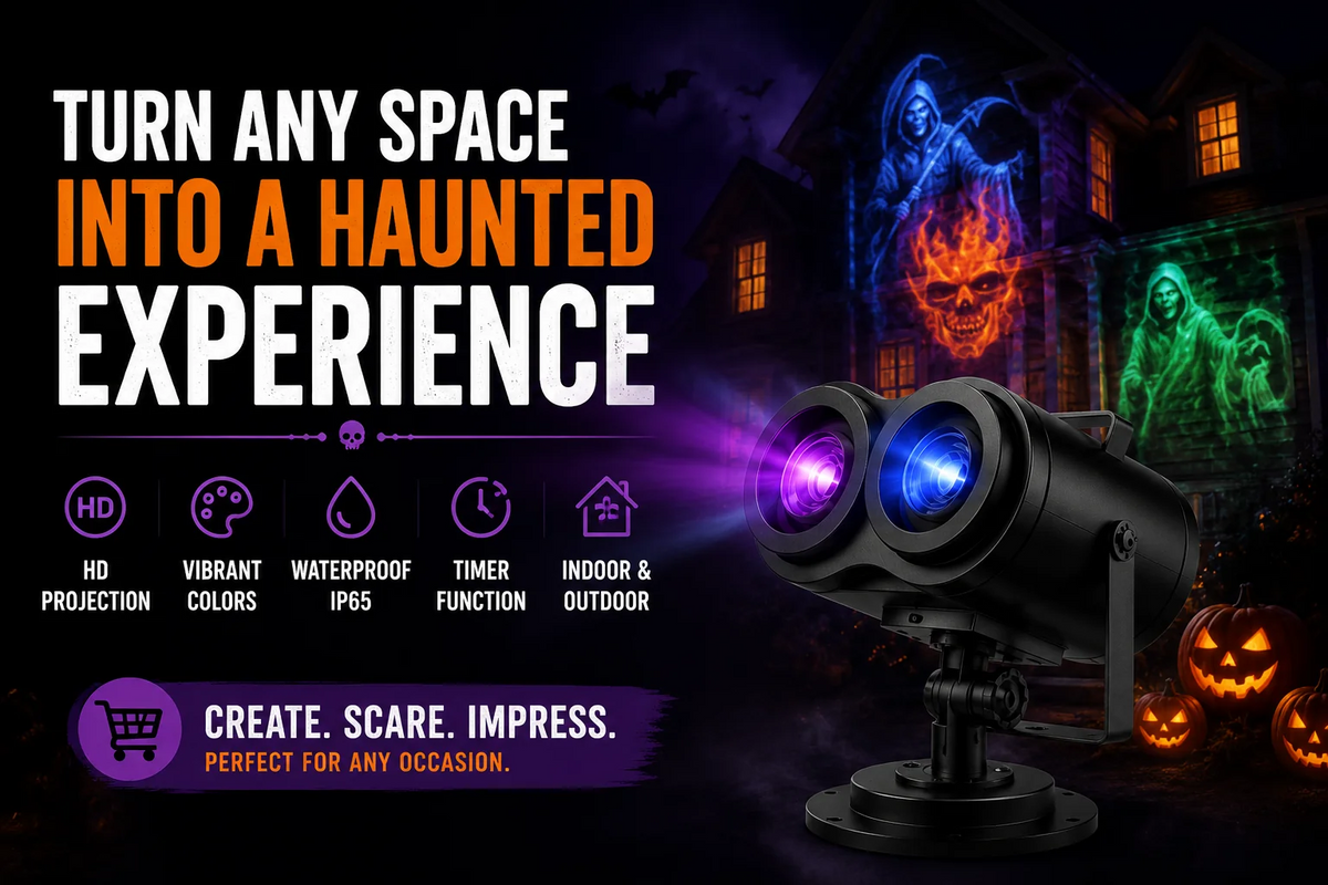 The Haunted Yard Projector — 32ft Display, 10 Spooky Patterns