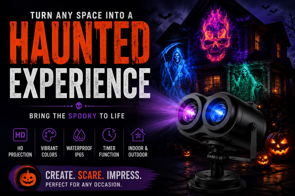 The Haunted Yard Projector — 32ft Display, 10 Spooky Patterns